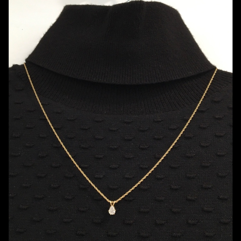 Pear Shape Diamond Pendant Necklace - Picture 3 of 10